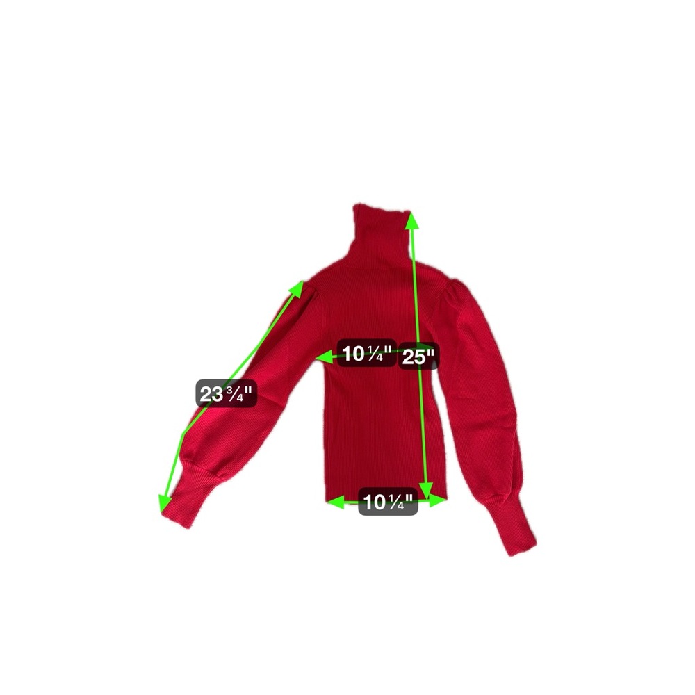Red Turtleneck puff sleeve Sweater - Picture 5 of 5